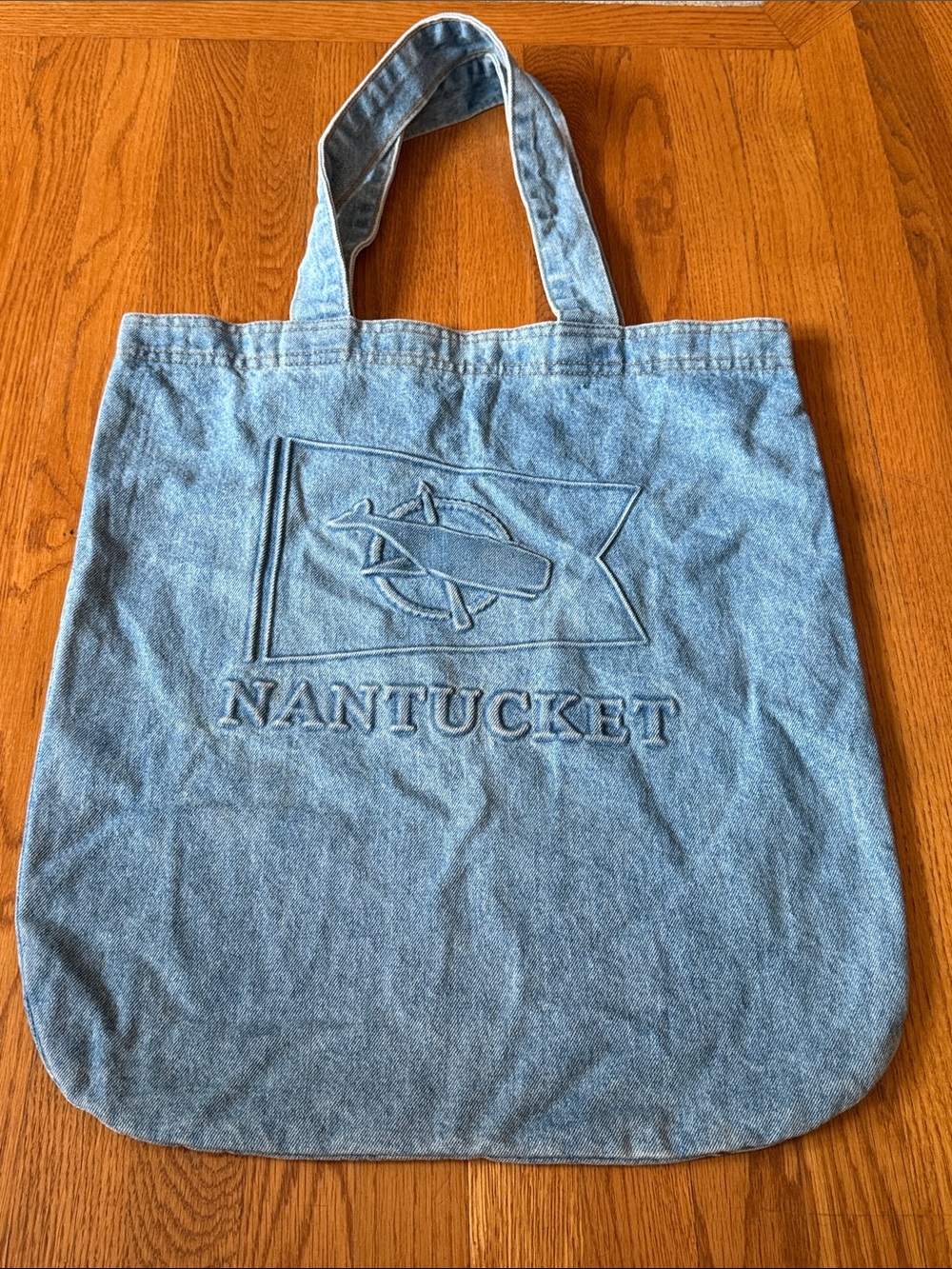 Nantucket Denim Whaling Tote Bag Made In USA 100% Cotton Machine Washable Large